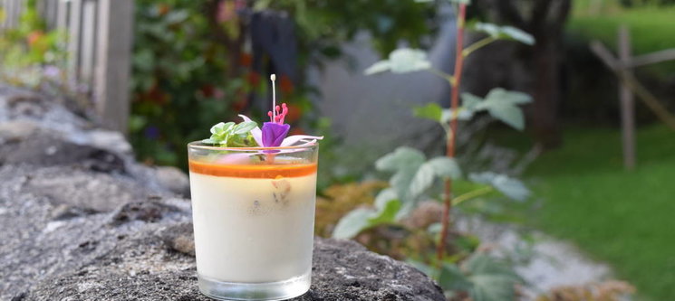 Panna Cotta de séré aux bolets et gelée de Marsanne au poivre du Val Maggia