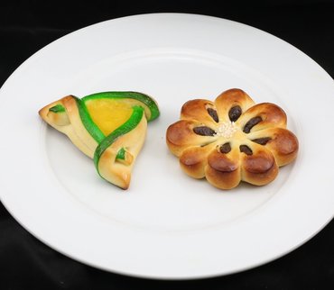 Fleur "banane-choc" et Triangle à la mangue