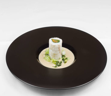 Paupiette de Sandre du lac de la Gruyère aux chanterelles d'automne et Pak-Choï